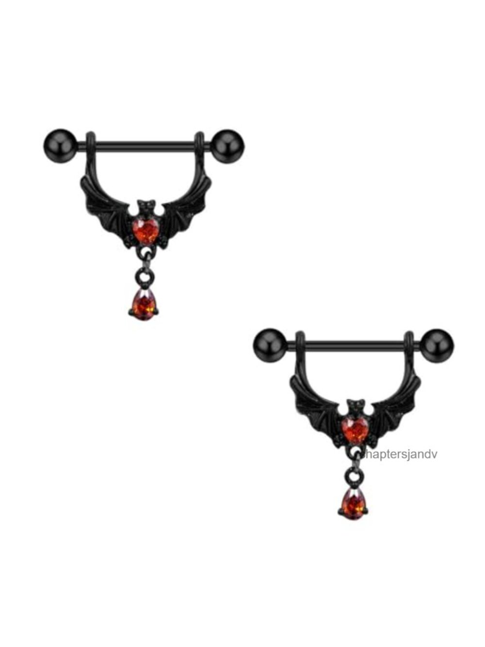 14G Gothic Bat Nipple Rings Stainless Steel Dangling Heart Body Piercing Jewelry